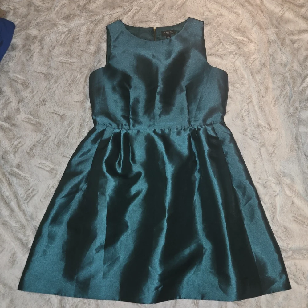 Emerald Green Jewel Satin Fit & Flare Cockail Dress 16 - Picture 3 of 10